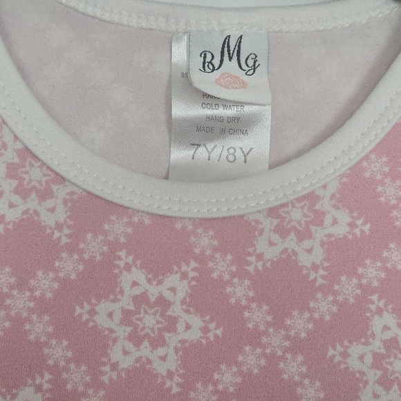 Pink Snowflake Patterned Top with White Trim - Picture 3 of 3